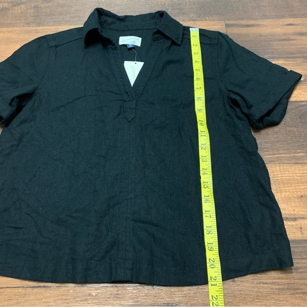 Universal Thread Womens Linen Blend Short Sleeve Black Popover Top XS New - Picture 3 of 8